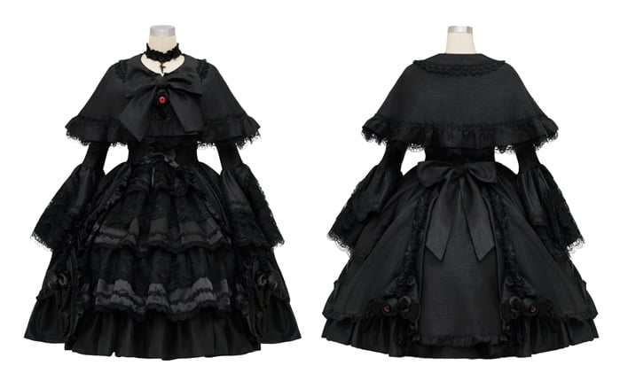 Black Self-tie Big Bow Neckline Gothic Lolita Cape