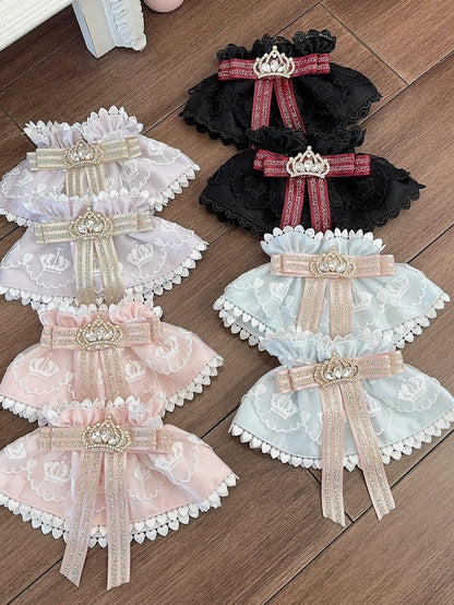 4 Color Options Rhinestone Crown Decorated Bowknot Wrist Cuffs