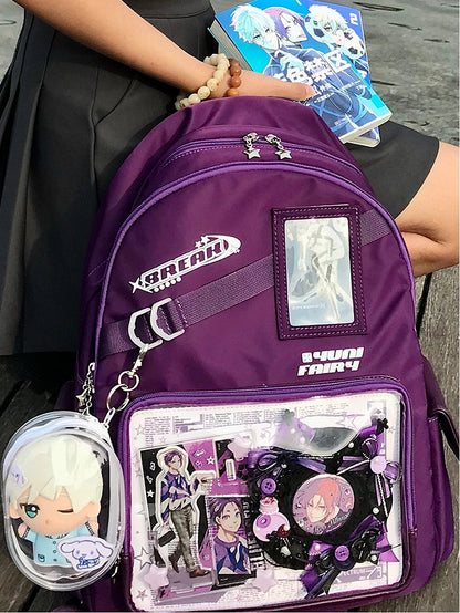 Purple Unisex Daily Star Decoration Ita Backpack - Large Capacity & Adjustable Strap