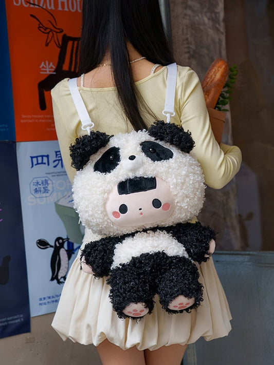 Black&White 38cm Plush Panda Backpack Detachable Shoulder Straps