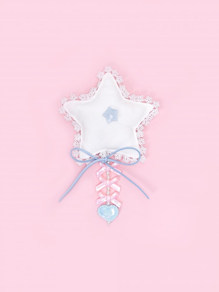 Pink / Blue Heart Charm White Padded Star Brooch
