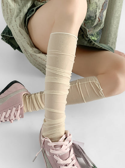 Beige/Pink/White/Nude Loose Under-Knee Stockings