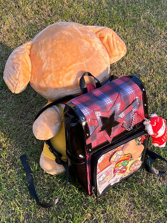 Red Plaid Star Ita Backpack