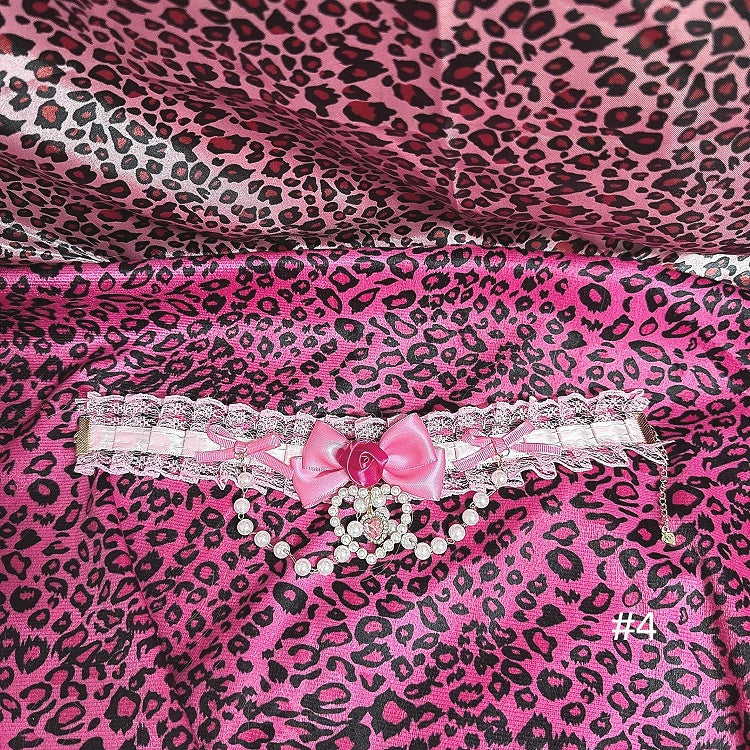 Hime Gyaru Showa Y2K Pink Rose Choker |4 Options with Beaded Chain