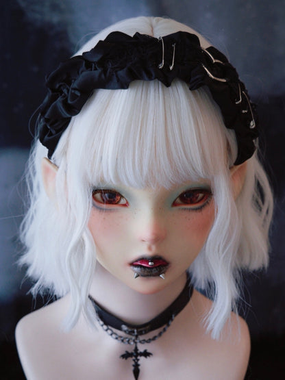 Black Ruffle Lace Trim With Pins Details KC