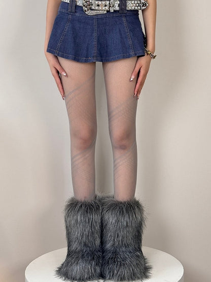 Black/White/Gray Y2K Crisscorss Banded Tights