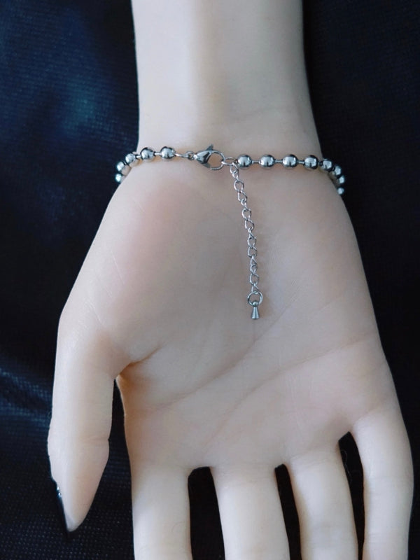 Silver&Black Gothic Cross And Studs Charm Bracelet