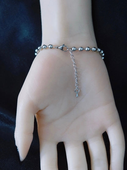 Silver&Black Gothic Cross And Studs Charm Bracelet