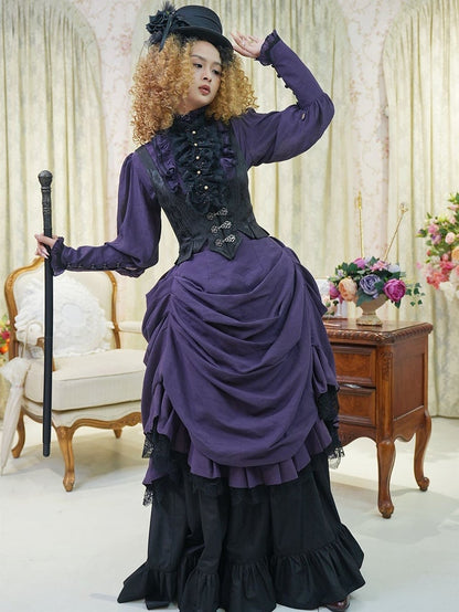 Clearance - Size S for Bust 86CM Victorian Bustle Historical Costume Purple Shirt