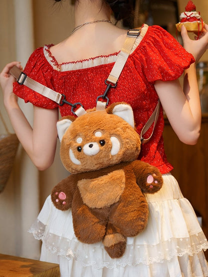 Brown 35cm/50cm Plush Red Panda Backpack Detachable Shoulder Straps