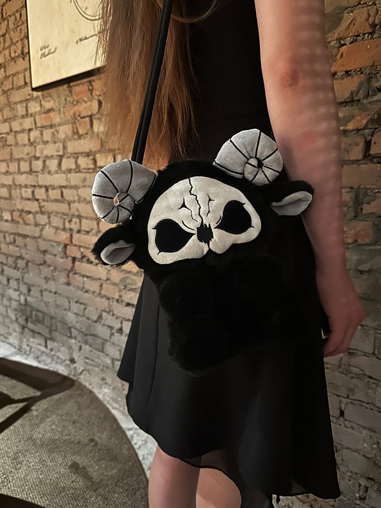 Black and White Grim Reaper Y2K Gothic Plush Doll Bag