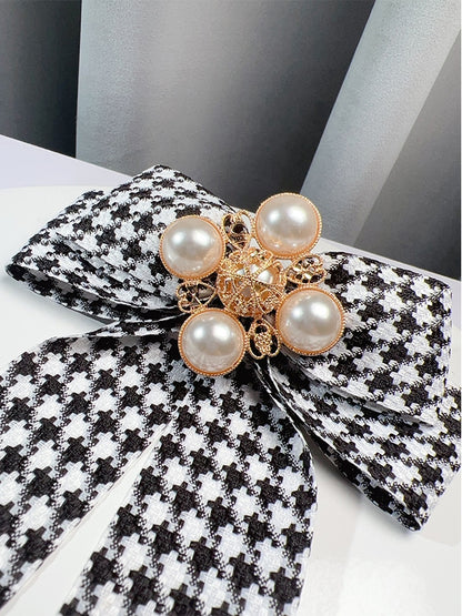 4 Options Beaded Decorated Houndstooth Pattern Bow Tie