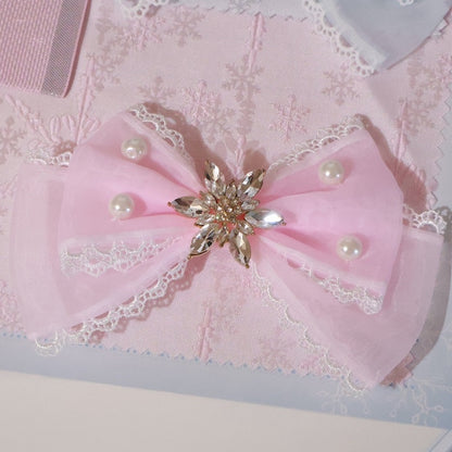 5 Color Options Beaded And Rhinestone Decorated Bowknot Hairclip