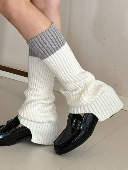 White/Khaki/Dark Blue/Dark Grey/Dark Red/Coffee Knitted Leg Warmers
