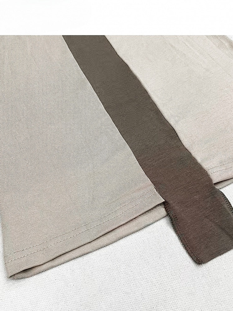 Apricot Cross Design Asymmetrical Neckline Long Sleeves Top