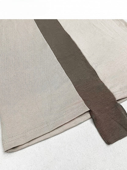 Apricot Cross Design Asymmetrical Neckline Long Sleeves Top