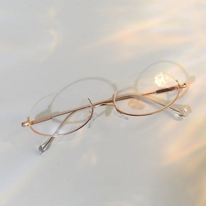 Gold Cyberpunk Semi-rimless Glasses + Chain Accessory