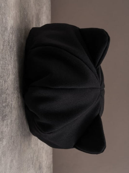 Black Gothic Bell Charm Buckle Design Cat Ear Beret Hat