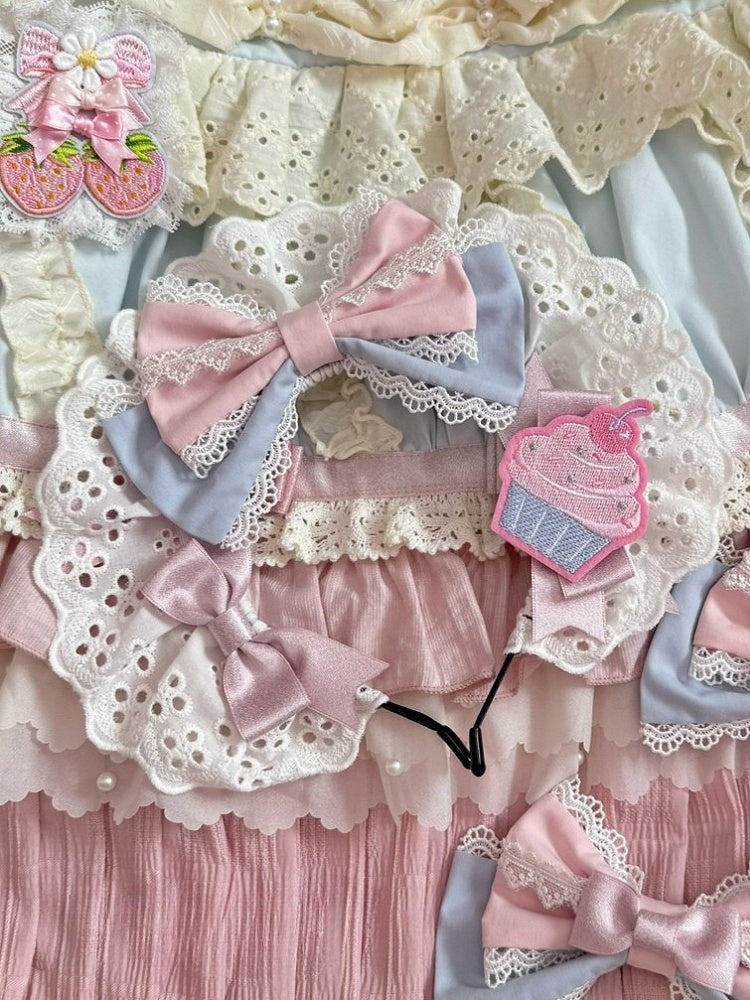 3 Color Options Bowknot Details Lace Trim KC