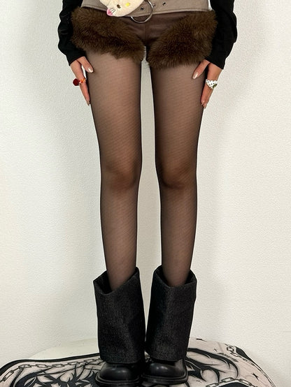 Black/Gray/White Striped Pattern Tights