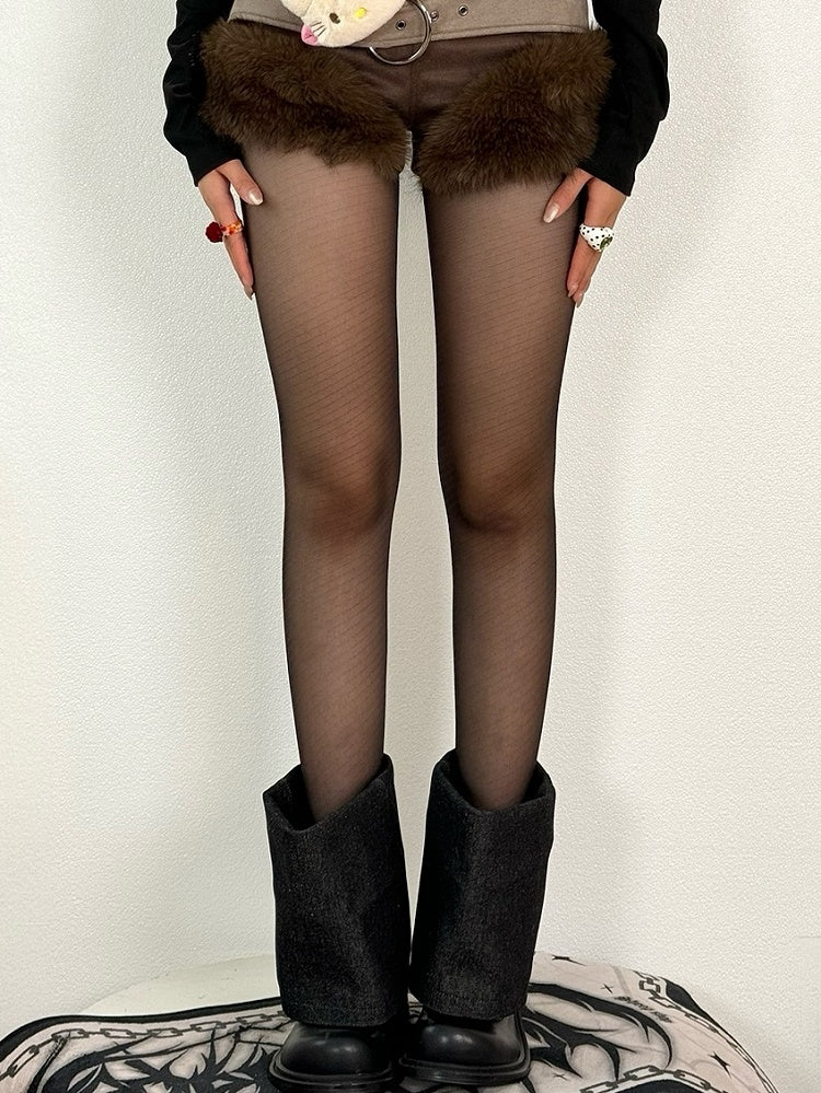 Black/Gray/White Striped Pattern Tights