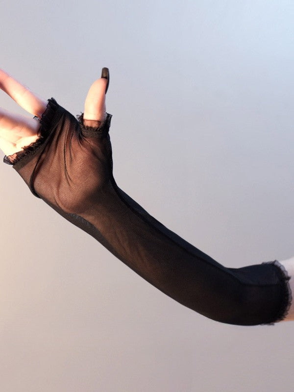 Black Gothic Lace Trim Sleeves