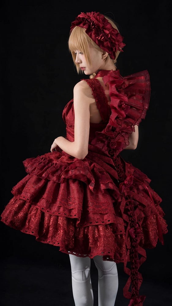 Clearance-Red Gothic Snake Bone Back Accessory