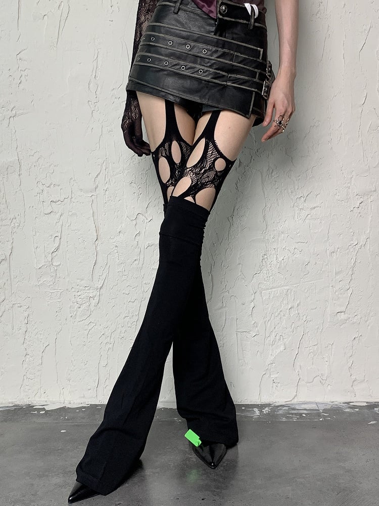 Black Y2K Cut-out Design Tights