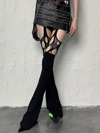 Black Y2K Cut-out Design Tights