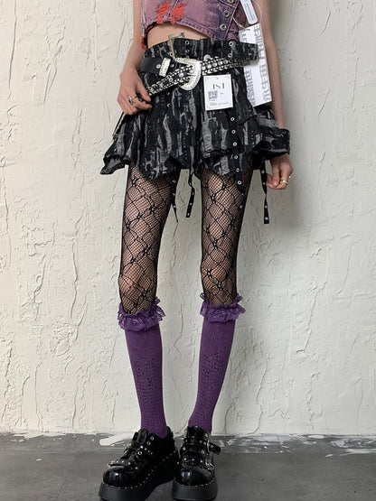 Black Y2K Hollow-out Design Tights