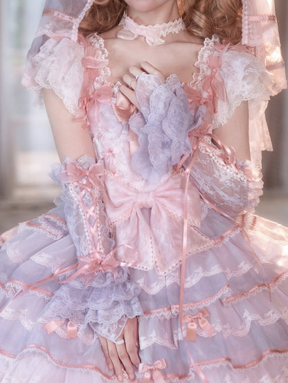 Blue / Purple & Pink Lace Wrist Cuffs