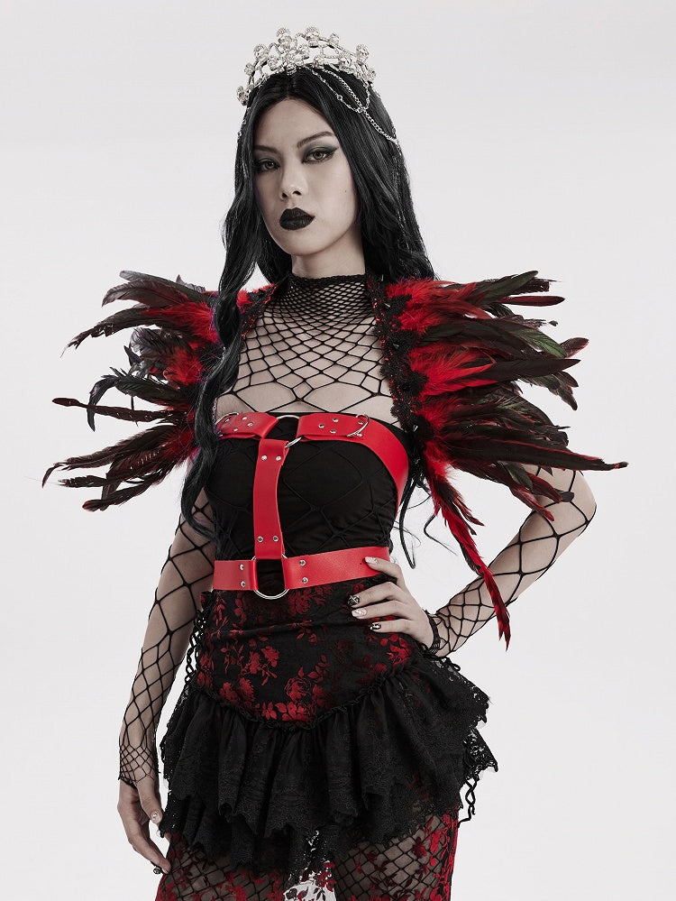 Gothic Faux Feather Shoulder Accessory