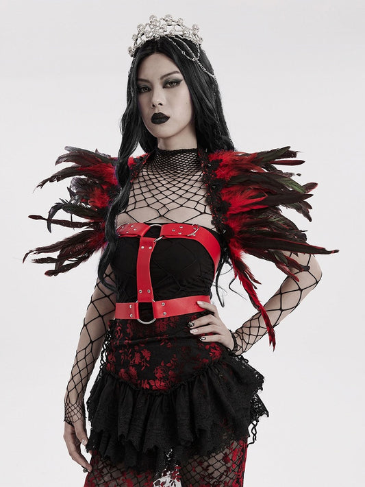 Gothic Faux Feather Shoulder Accessory