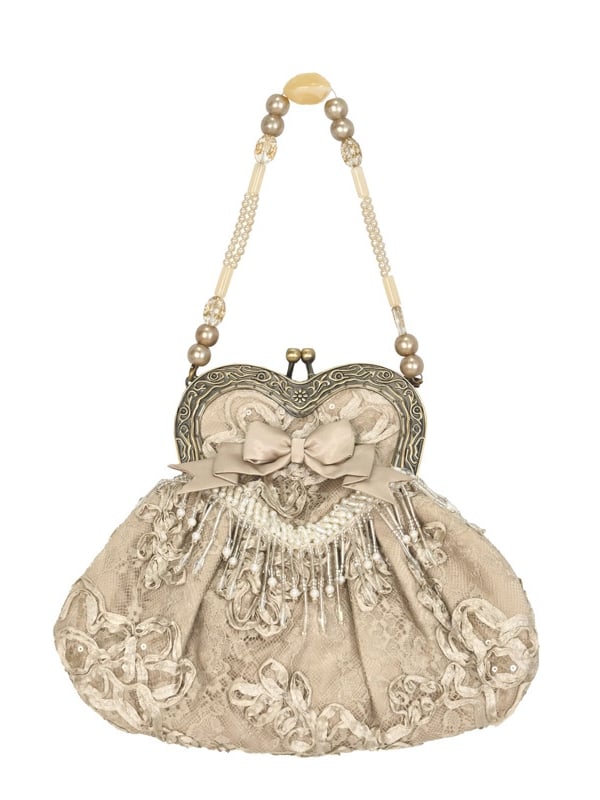 Bead Tassels Vintage Kiss-lock Closure Hand Bag