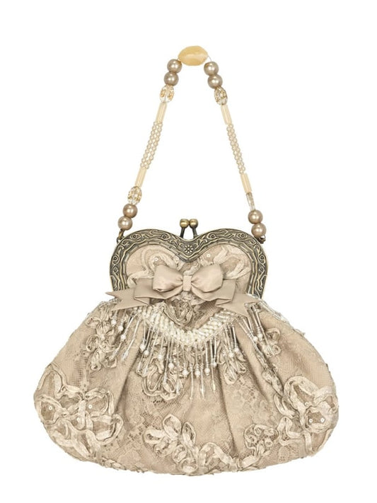 Bead Tassels Vintage Kiss-lock Closure Hand Bag