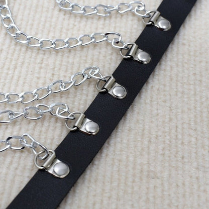 Black Cyberpunk Chest Chain With Waist Belt