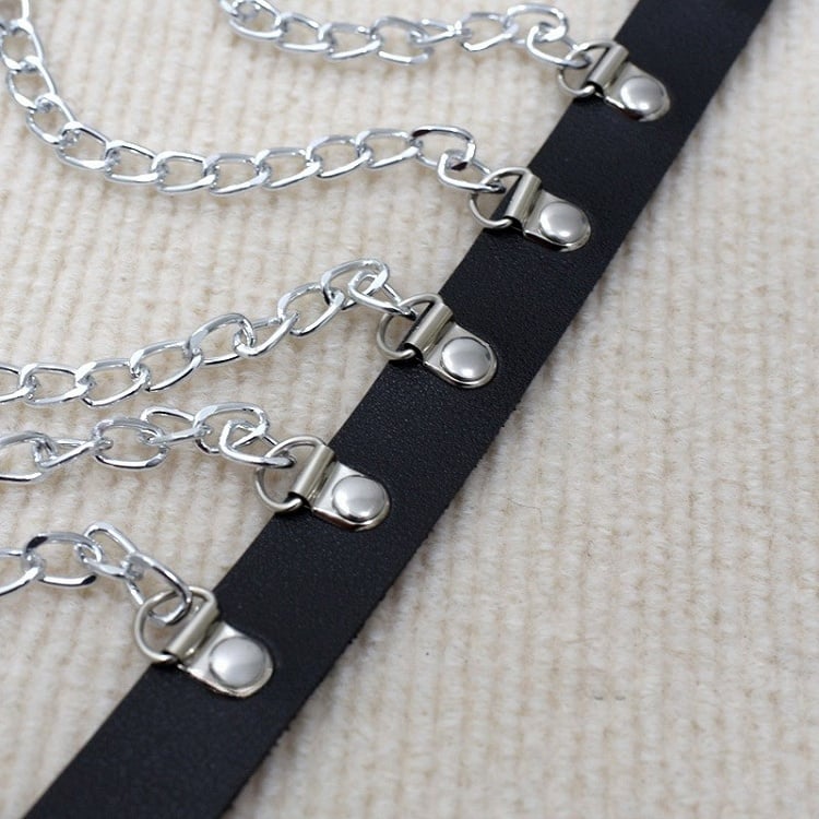 Black Cyberpunk Chest Chain With Waist Belt