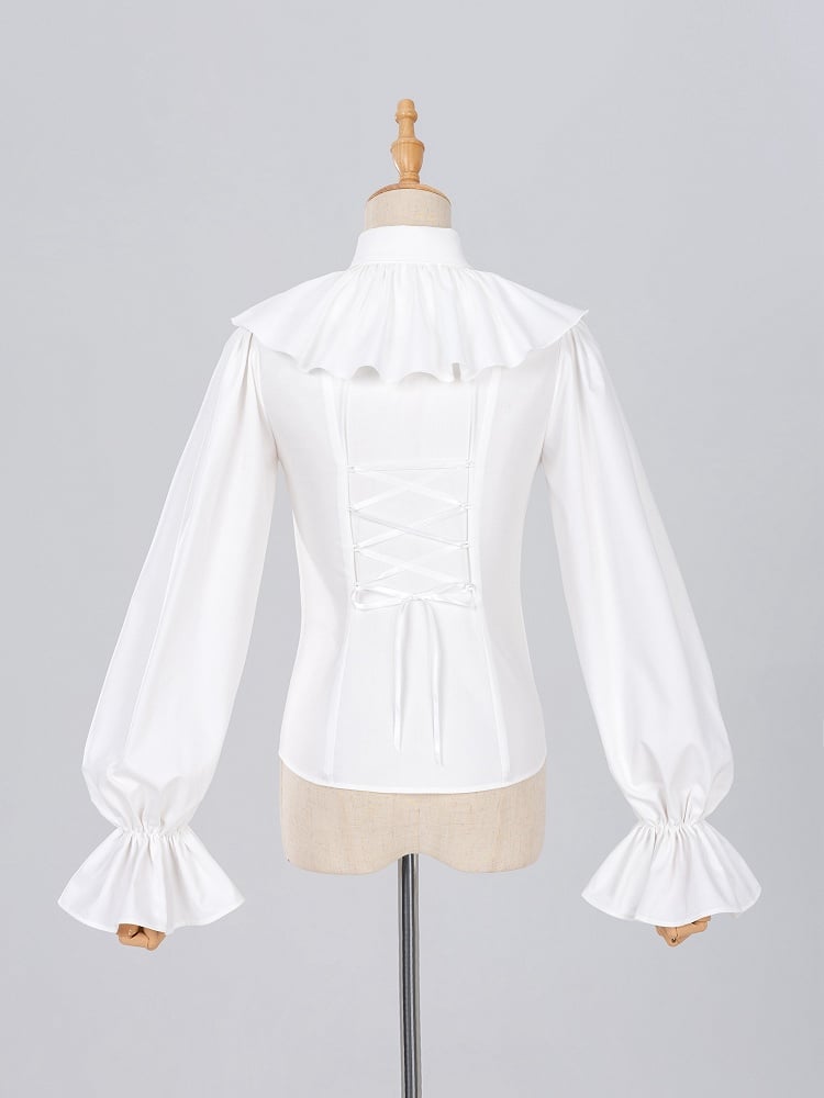 Ouji Fashion Clown Vibes White Shirt with Separate Collar and Polka Dot Bowtie