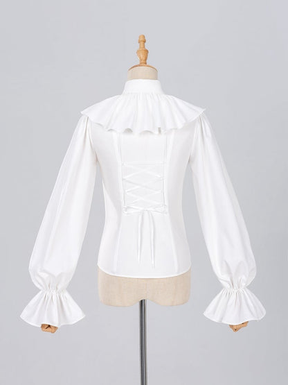 Ouji Fashion Clown Vibes White Shirt with Separate Collar and Polka Dot Bowtie