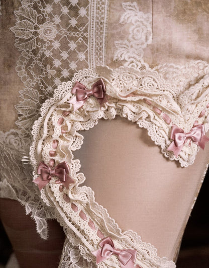 Lace and Pink Bow Accents Heart-shaped Cutout Side Skirt