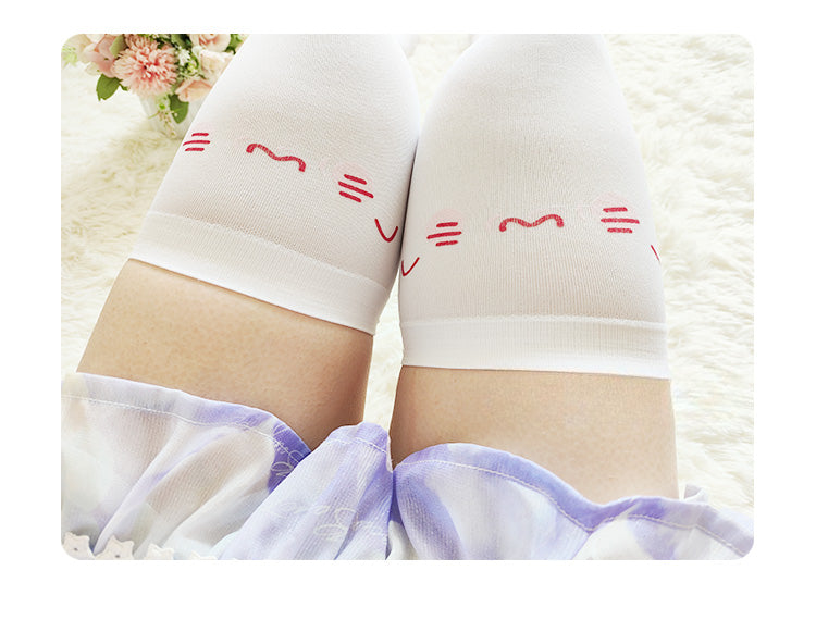 6 Options White Sweet Over Knee Stockings