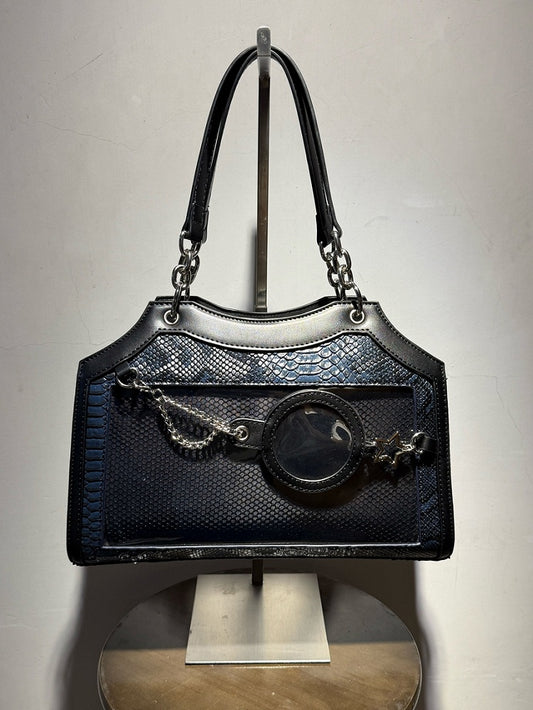 Black & Blue Snake Scale PU Ita Shoulder Bag