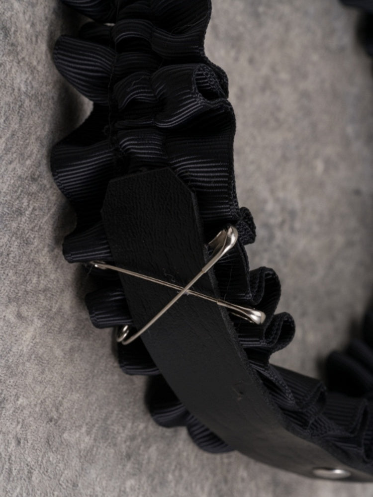 Black Gothic Buckle And Pin Decorated Ruffled KC