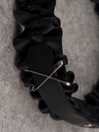 Black Gothic Buckle And Pin Decorated Ruffled KC