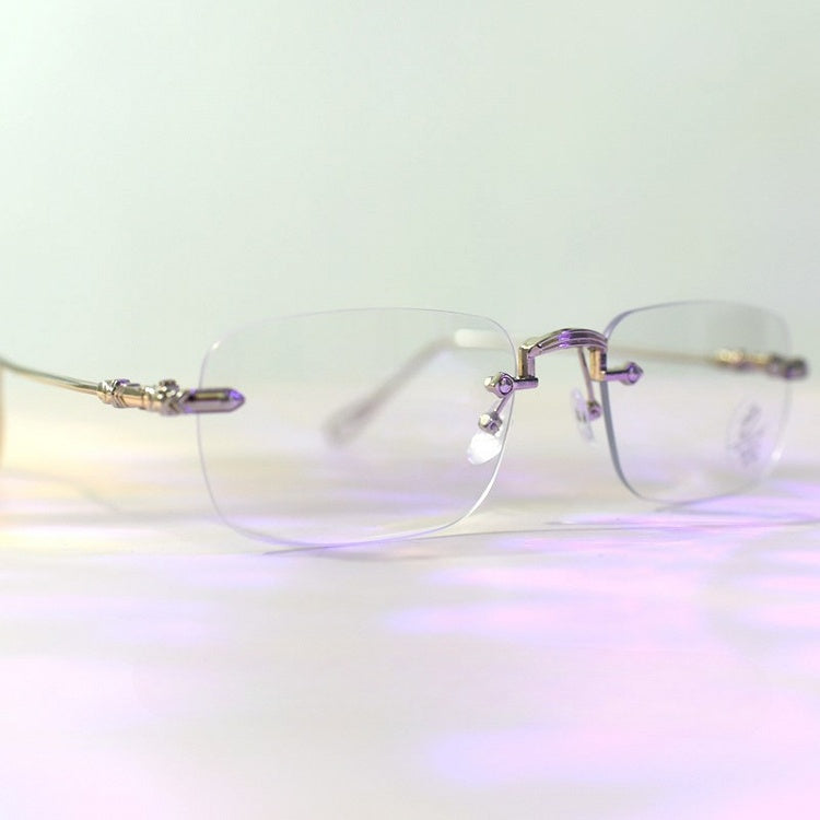 Silver Cyberpunk Rimless Glasses