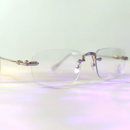 Silver Cyberpunk Rimless Glasses