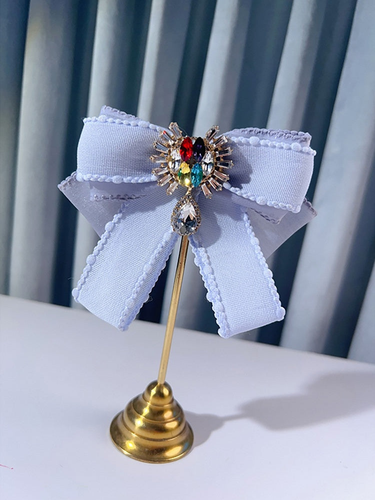 Blue/Pink Rhinestone Charm Bowknot Hairclip