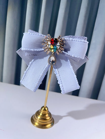 Blue/Pink Rhinestone Charm Bowknot Hairclip