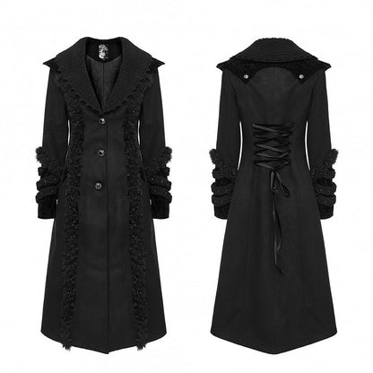 Plus Size Goth Black Plush-strips Coat