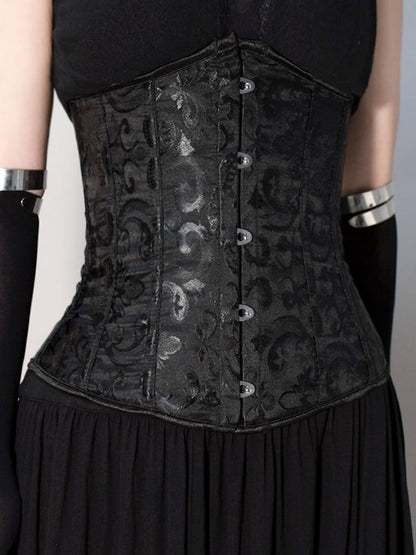 Black/White Cyberpunk Waist Corset Belt